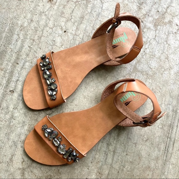 Plume by FarylRobin | Brown Jeweled Sandals 10 - Picture 1 of 6